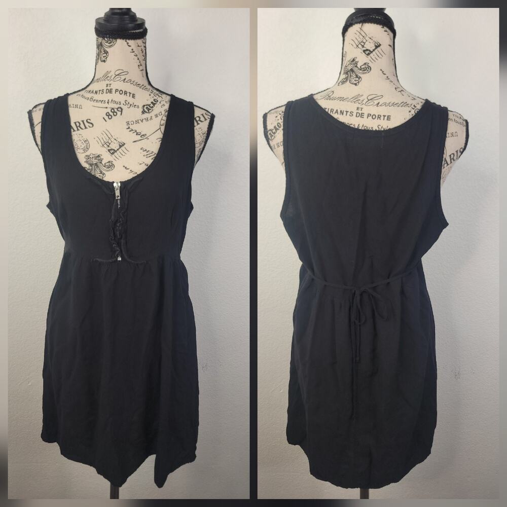Y2k Hot Tempered Babydoll Tunic Top Womens Sz XL Black Blouse Fairy Coquette